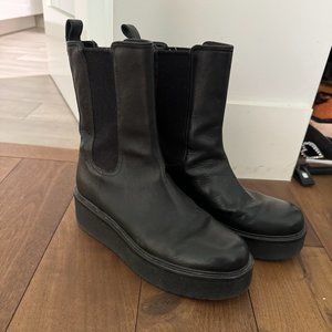 VINCE Brinton Womens Leather Round Toe Chelsea Boots In Black